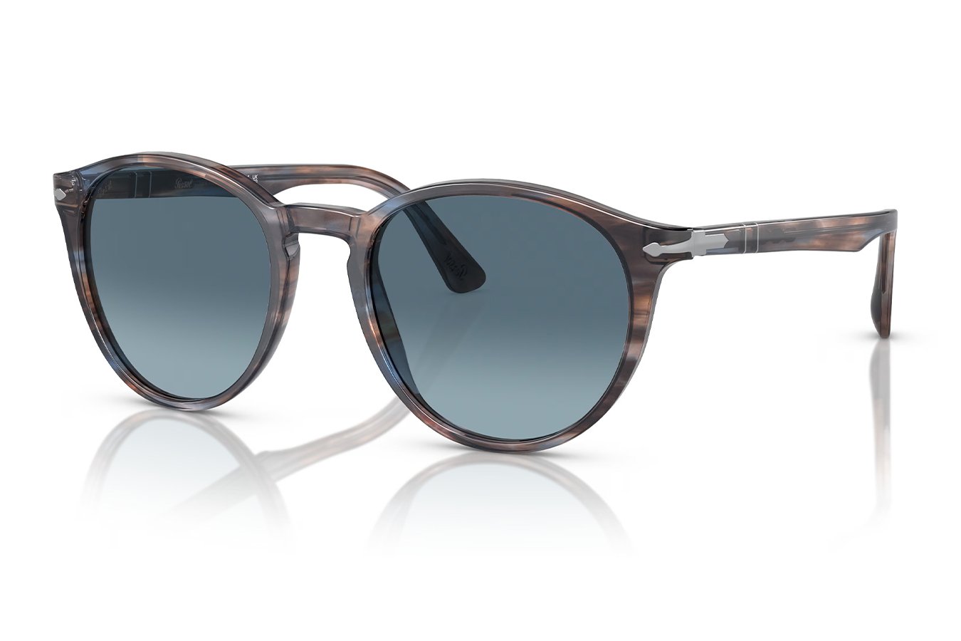 Persol PO3152S Sunglasses with Striped Blue Frames and Azure Gradient Blue Lenses