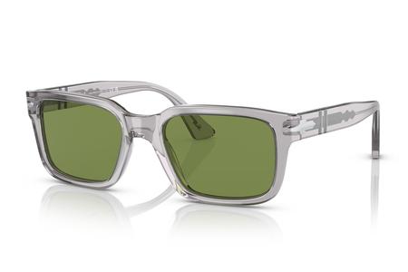 PO3272S SUNGLASSES WITH TRANSPARENT GREY FRAMES AND GREEN LENSES