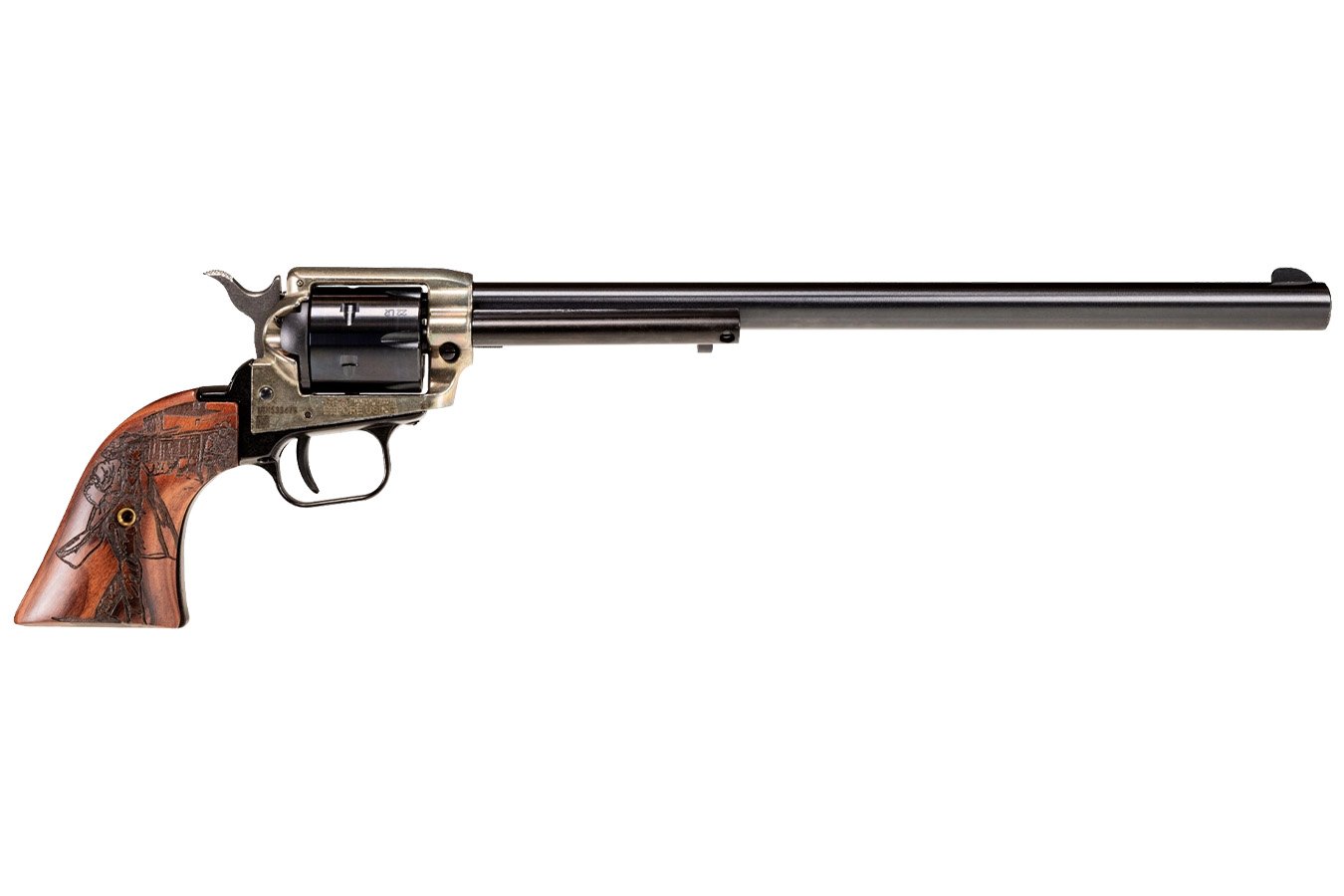 Heritage Rough Rider Wyatt Earp 22 LR Revolver with 12 Inch Barrel and Engraved Wood Grips (Blemished)