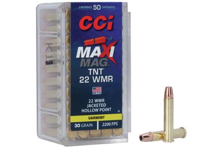 CCI AMMUNITION 22 WMR 30 gr TNT JHP Maxi-Mag 50/Box
