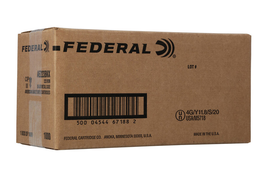 FEDERAL AMMUNITION 223 REM 55GR FMJ BT AMERICAN EAGLE LOOSE 1000/BOX