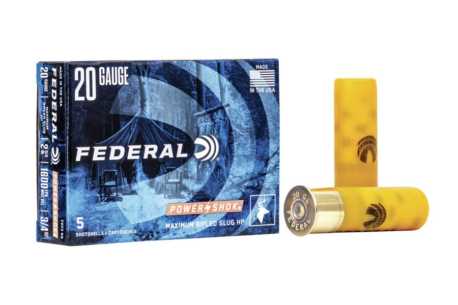 FEDERAL AMMUNITION 20 GA 2-3/4 IN 3/4 OZ HP POWER-SHOK RIFLED SLUG