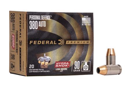 FEDERAL AMMUNITION 380 Auto 90 gr Hydra-Shok JHP Personal Defense 20/Box