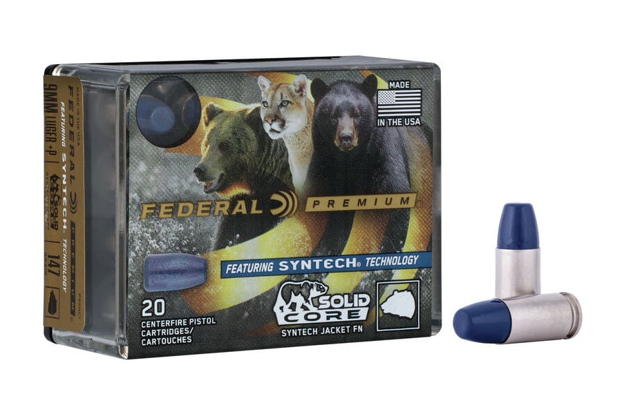 FEDERAL AMMUNITION 9MM +P 147 GR JHP SOLID CORE SYNTECH