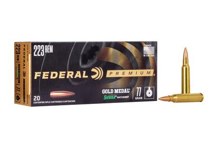 FEDERAL AMMUNITION 223 Rem 77 gr Sierra MatchKing BTHP Gold Medal 20/Box