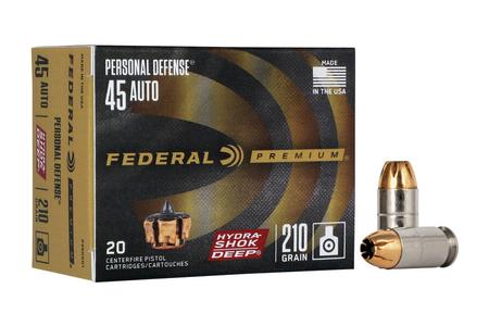 Federal 45 ACP 210 gr JHP Hydra-Shok Deep 20/Box