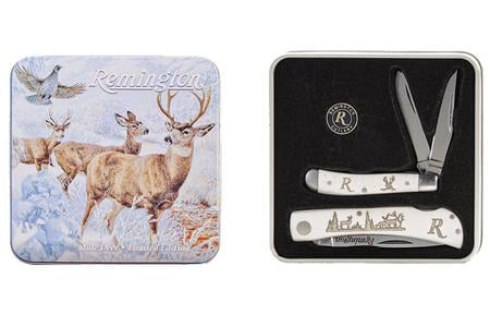 MULE DEER TIN COLLECTOR 3.5`LOCK BACK 2.75`PEANUT SS BLADES