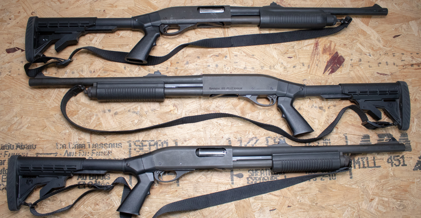 Remington 870 Police Magnum 12 Gauge Police Trade-In Shotguns with Tactical Stock, Rifle Sights