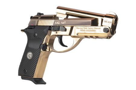 MC14 TIP UP 380ACP ALUMINUM FRAME STEEL SLIDE AND BARREL GOLD AND BLACK TRIM