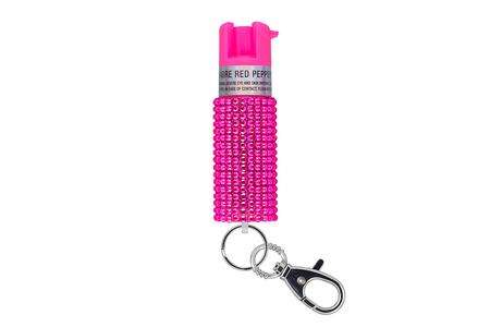 JEWELED PEPPER SPRAY WITH SNAP CLIP PINK