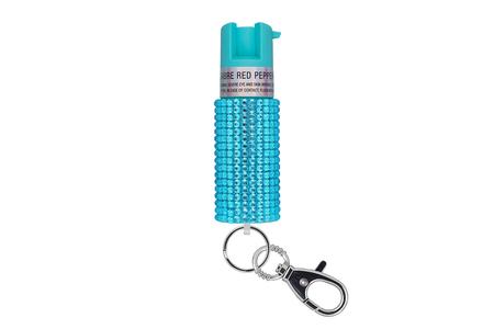 JEWELED PEPPER SPRAY WITH SNAP CLIP TEAL