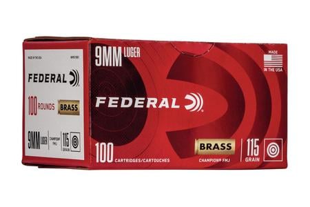 FEDERAL AMMUNITION 9mm 115 gr FMJ Champion Training 100/Box