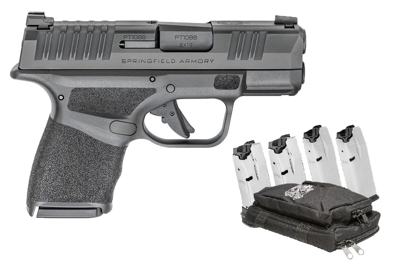 Springfield Hellcat 9mm Black Micro Compact Gear Up Packages with Five Magazines and Range Bag