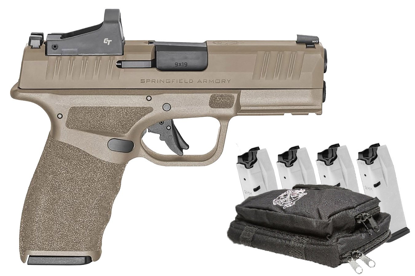 No. 1 Best Selling: SPRINGFIELD HELLCAT PRO 9MM FDE FINISH 3.7 IN BBL 5 MAG CT RED DOT