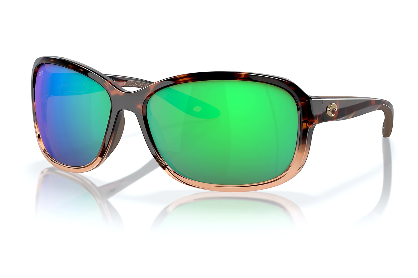 Costa Del Mar Seadrift Sunglasses with Shiny Tortoise Fade Frame and Green Mirror Polarized Lenses