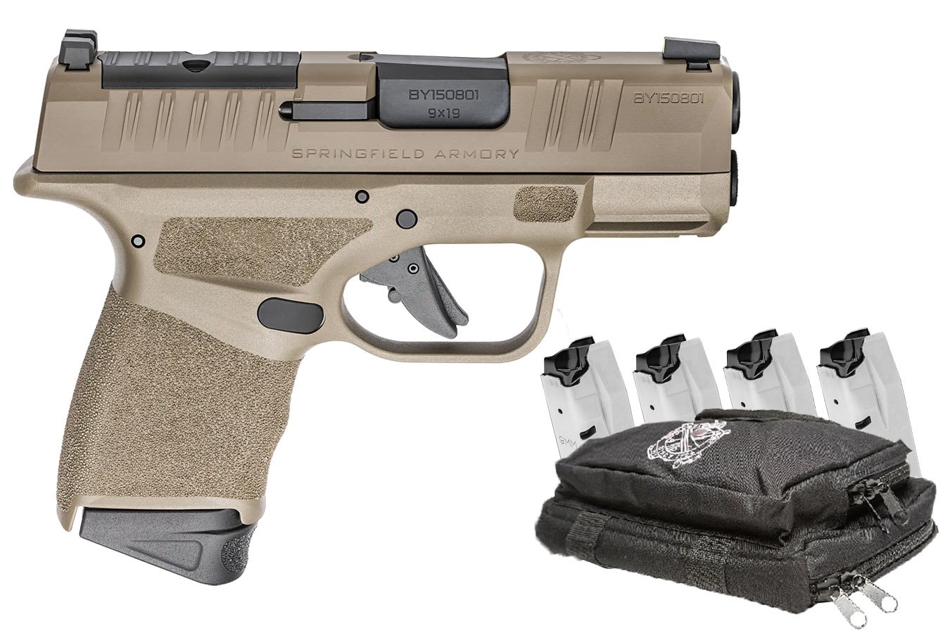Springfield Hellcat 9mm Desert FDE Micro-Compact Optic Ready Pistol with 5 Mags and Range Bag
