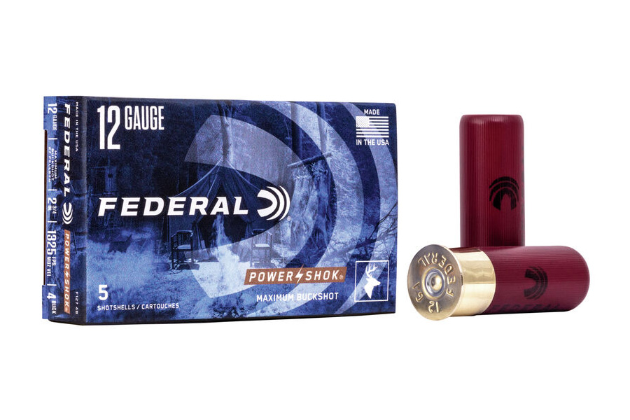 FEDERAL AMMUNITION 12 GA 2-3/4 IN 27 PELLETS 4 BUCK POWER-SHOK