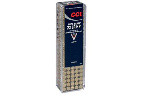 CCI AMMUNITION 22LR 36 gr Copper Plated HP Mini-Mag Varmint 100/Box