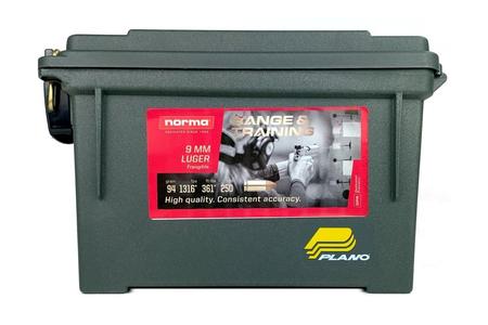 Norma 9mm 94 gr Frangible 250 Rounds in Plano Plastic Ammo Can