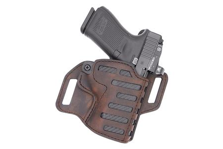 COMPOUND HOLSTER OWB RH SIZE 3 BROWN WITH CARBON FIBER