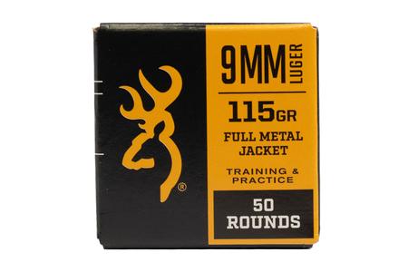 BROWNING AMMUNITION 9mm 115 gr FMJ Training and Practice 50/Box