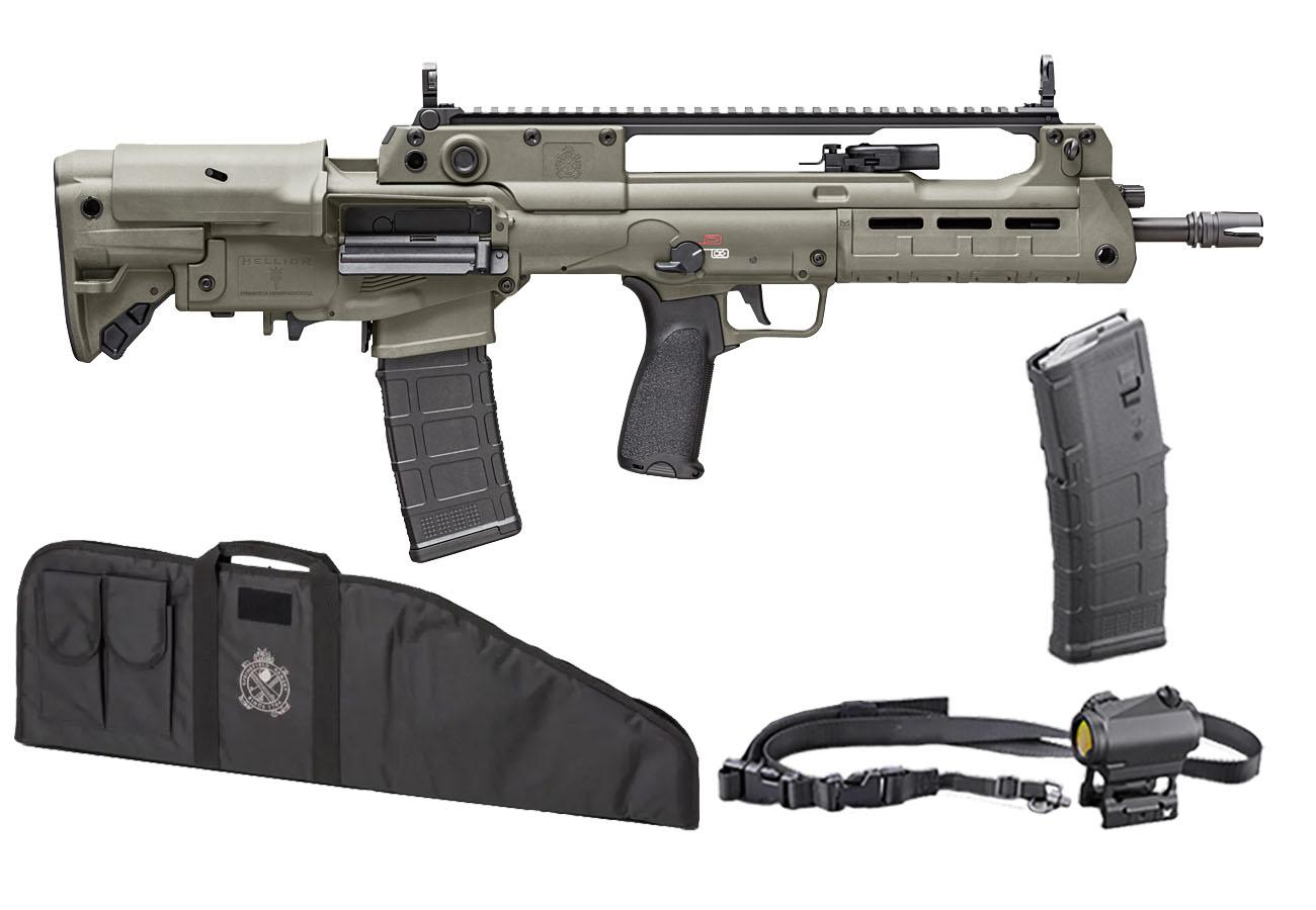 Springfield Hellion Bullpup OD Green 5.56mm Gear Up Rifle Package with Extra Mag, Vortex Red