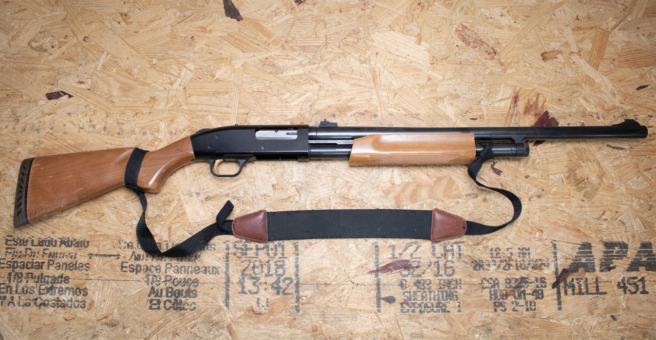 Mossberg 500A 12 Gauge Police Trade-In Shotgun with Wood Stock and Rifled Ported Barrel