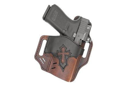 VERSACARRY Arc Angel (OWB) Holster - Distressed Brown Base w/ Black Patch Size 1