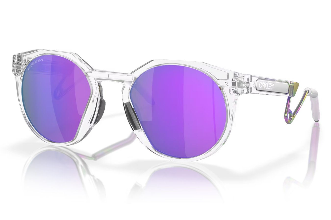 Oakley HSTN Metal Sunglasses with Matte Clear Frame and Prizm Violet Lenses 