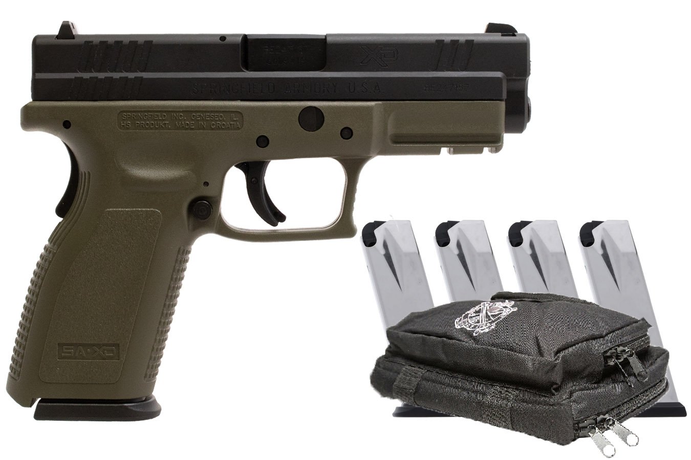 Springfield XD 9mm OD Green Frame Gear Up Package with Five Magazines