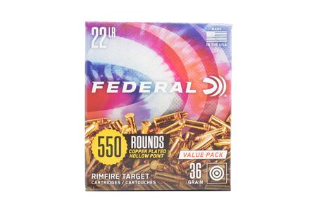 FEDERAL AMMUNITION 22LR 36 gr Copper Plated HP Target Value Pack 550/Box