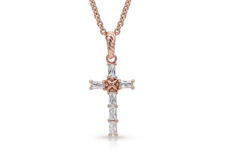 ENTWINED ROSE GOLD BRILLIANT CROSS NECKLACE