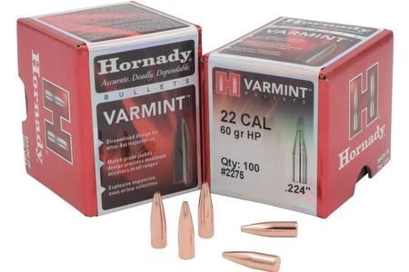 HORNADY 22 Cal .224 60 gr HP Varmint 100/Box