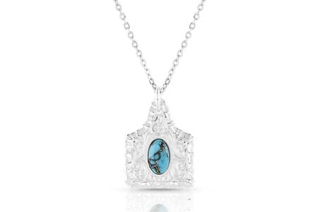 CHISELED COW TAG TURQUOISE NECKLACE
