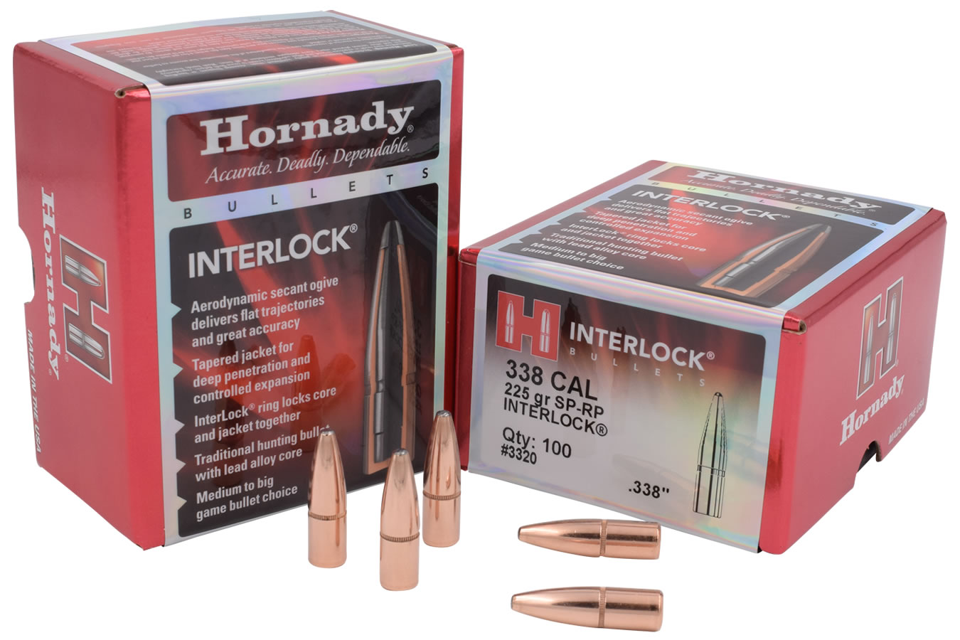 Hornady 338 cal .338 225GR Spire Point Bullet 100/bx