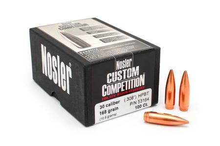 NOSLER 30 Cal .308 168 gr HPBT Custom Competition 100/Box