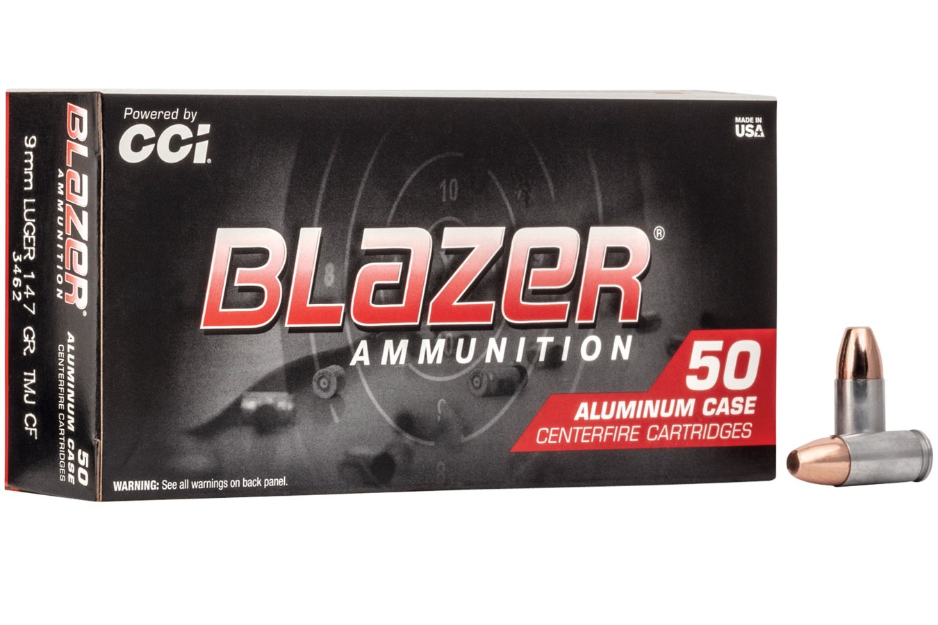 CCI 9mm Luger 147 gr TMJ Blazer Aluminum Clean-Fire 50/Box