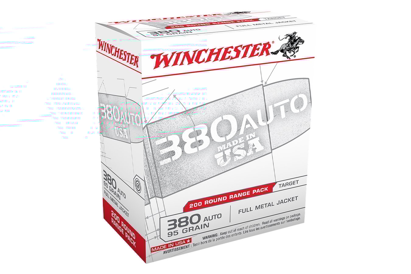 Winchester 380ACP 95 gr FMJ Range Pack 200/Box