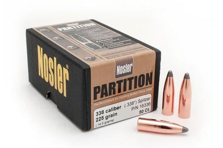 NOSLER 338  (.338)  225 gr Spitzer 50/Box