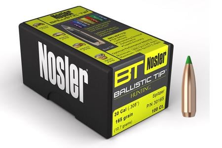 NOSLER 30 Cal .308 165 gr Spitzer Ballistic Tip Green 50/Box