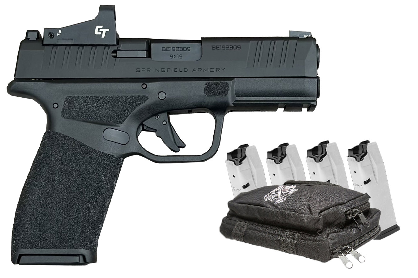 No. 12 Best Selling: SPRINGFIELD HELLCAT PRO 9MM 3.7 IN BBL BLACK CT RED DOT 5 MAG RANGE BAG