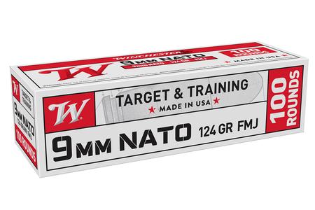 Winchester 9mm NATO 124 gr FMJ Target and Training 100/Box