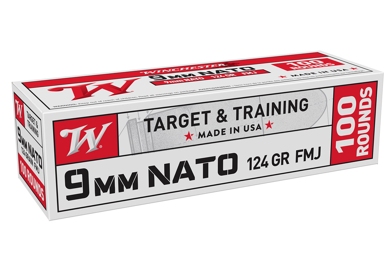 WINCHESTER AMMO 9mm NATO 124 gr FMJ Target and Training 100/Box