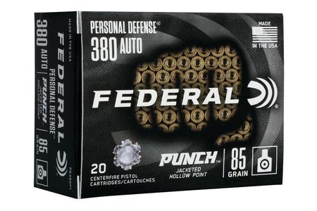 FEDERAL AMMUNITION 380 ACP 85 gr JHP Personal Defense Punch 20/Box