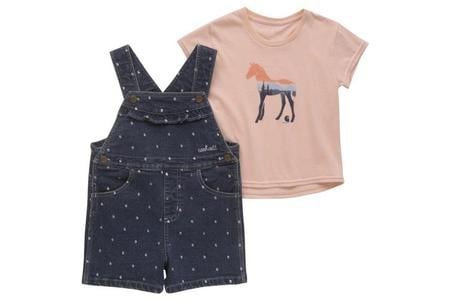 TODDLER GIRLS SS TEE AND DENIM SHORTALL