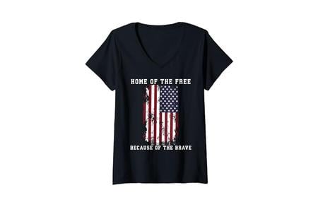 Howitzer Women's Home Of The Free V-Neck Tee exclusive deals