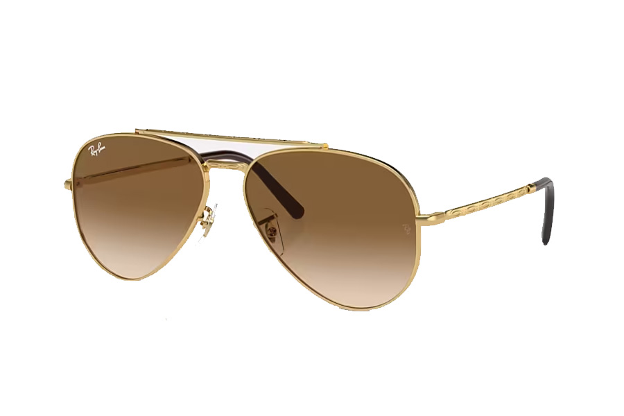 RAY BAN NEW AVIATOR GOLD WITH LIGHT BROWN LENSES