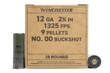 Winchester 12 Gauge 2-3/4 in. 9 Pellets Military Grade 00 Buckshot 25/Box