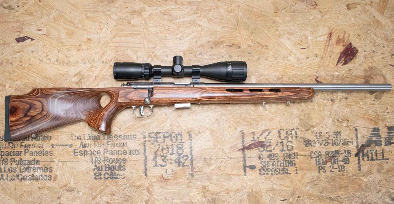 Savage 93R17 17HMR Stainless Police Trade-In Bolt Action Rifle with Thumbhole Stock and Scope