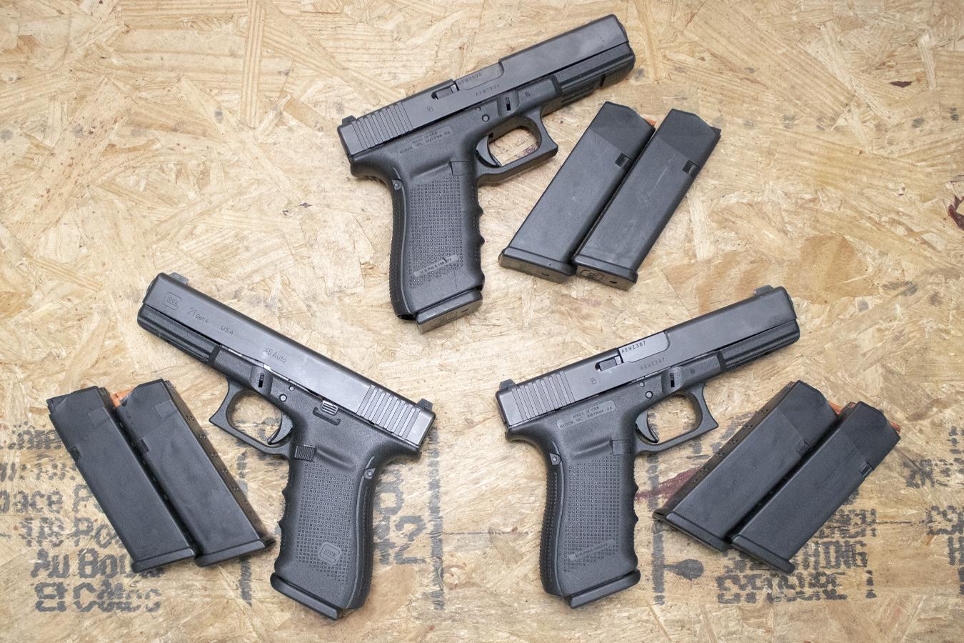 Glock 21 Gen4 45ACP Police Trade-In Pistols with Three Magazines